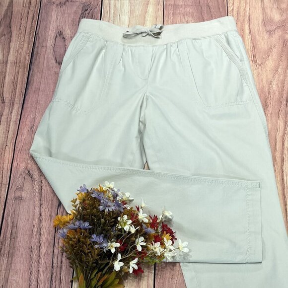 Talbots Beige Straight Leg Elastic Waist Ankle Pants BD1024, Size: 6P - Picture 2 of 7